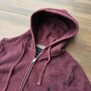 Allsaints zip hoodie red bordowa bluza