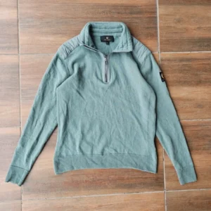 Bellstaff sweter retro zielony turkusowy half zip