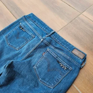 Levi's jeansy skinny z ćwiekami granatowe