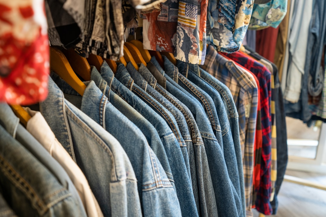 Vintage clothes store with blue jeans jackets. If you used the photograph we would love if you could mention https://en.northleg.com/