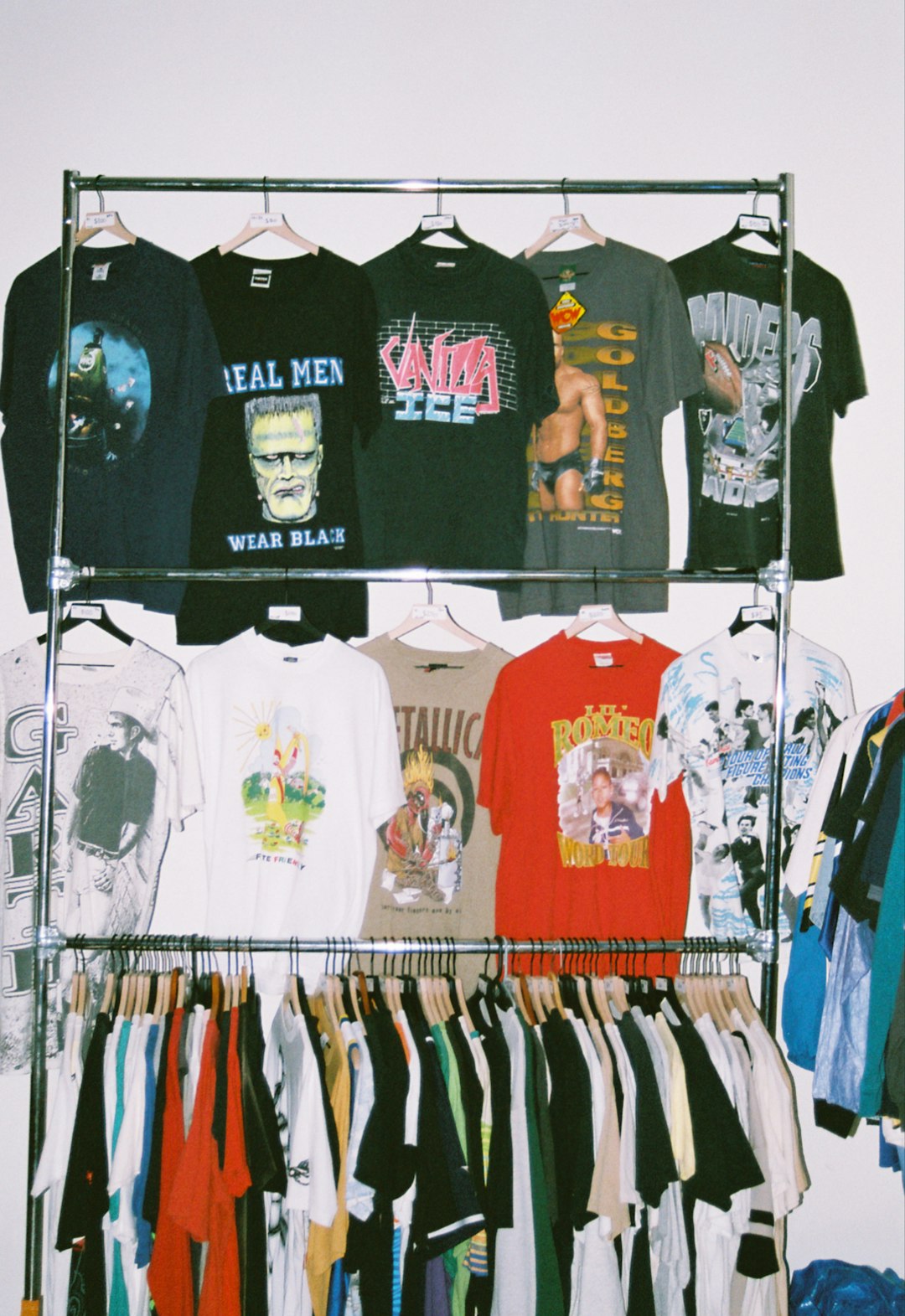 Clothing rack captured at Dallas clothing vendors