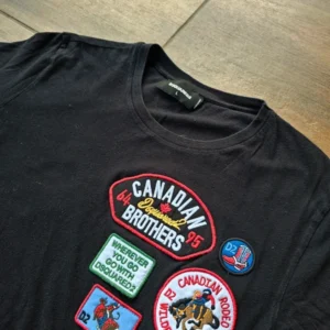 Dsquared2 t-shirt czarna koszulka z naszywkami