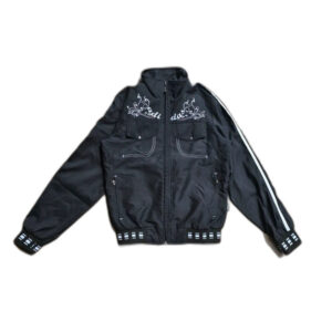 Adidas windbreaker jacket czarna kurtka z haftem archive y2k opium floral 28