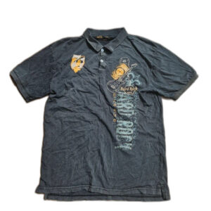 Hard rock polo t-shirt czarny washed stonegray vintage 28