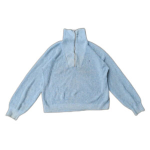 Tommy Hilfiger half zip sweater melanż baby blue szary dzianina classy cozy 26