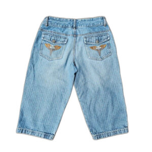 Vintage jorts spodenki jeansowe z haftem niebieskie baby blue 26