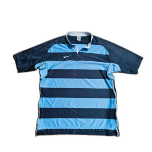 Vintage nike t-shirt polo stripes navy baby blue boxy oversize vintage y2k sport rugby 29