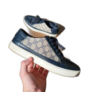 Gucci falacer beige black leather sneakers trampki old money retro tennis
